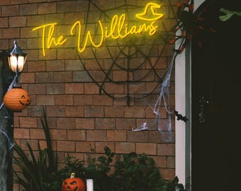 Personalized Halloween Name Neon Sign, Spooky Gothic Decor