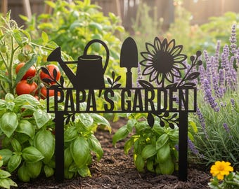 Personalized Grandpa's Metal Garden Stake: Outdoor Garden Marker with Custom Name