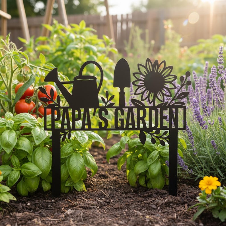 Personalized Grandpa's Metal Garden Stake: Outdoor Garden Marker with Custom Name image 1