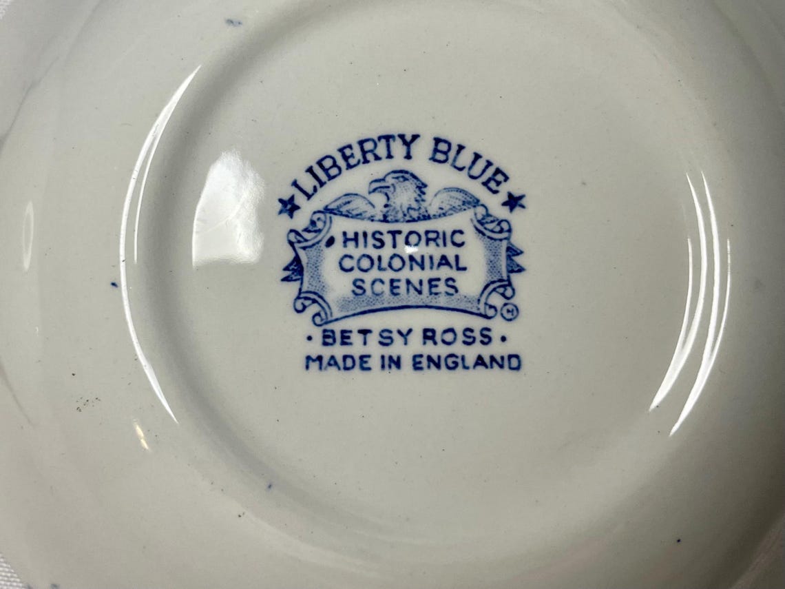 Liberty Blue Historic Colonial Scenes Berry Bowls, Set of 5 Betsy Ross