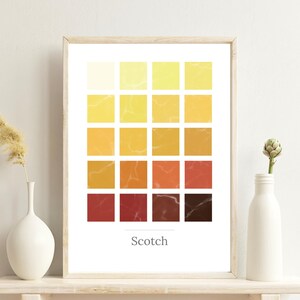 Scotch Color Guide, Types, Tips, Cheatsheet, Poster, Sign, Gift, Home Scotch Tasting, Bar Cart, Kitchen Wall Art, Abstract Minimalist Print