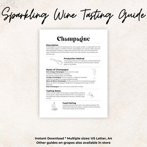 Sparkling wine tasting guide Champagne reference card, cheat sheet, tips, date night, Bar Decor, Kitchen Wall Art