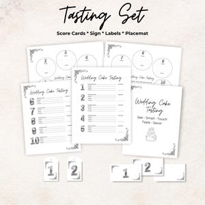 Kit de dégustation de gâteaux de mariage, carte de pointage, étiquettes, napperon, plaque, 10 gâteaux de mariage, jeu d&#39;enterrement de vie de jeune fille, cadeau, tarif, lot