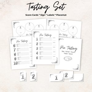 Pie tasting party kit, scorecard, bottle tags, placemat, sign, 10 Pies, date night game, gift, printable, rate, set bundle