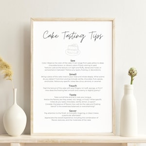 Kuchen Verkostung, Tipps, Spickzettel, Anleitung, Poster, Schild, bedruckbar, Bachelorette, Kuchen Verkostung, Bar Dekor, Küche Wand Kunst