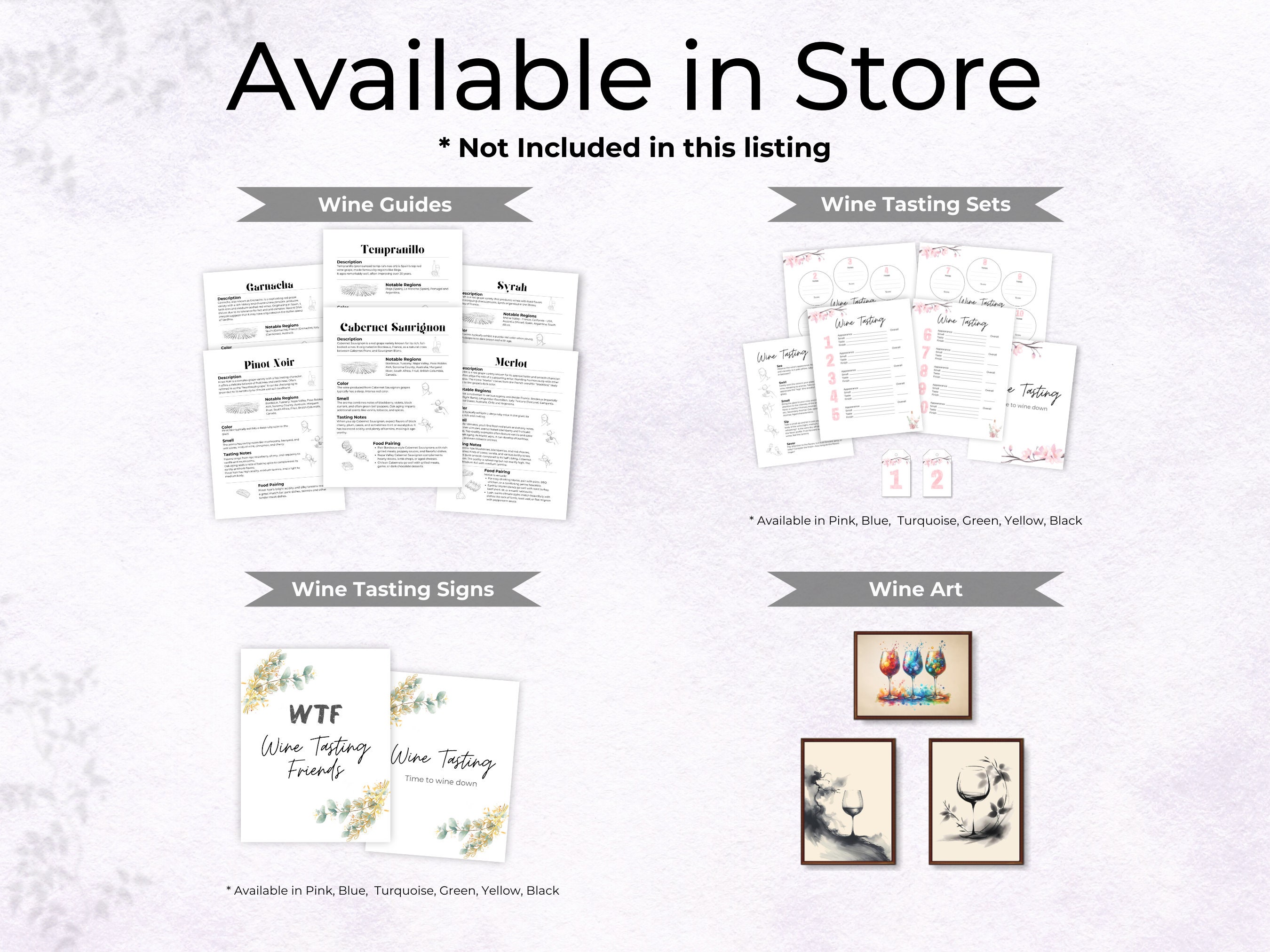 Wine Tasting Guide White Grape Reference Card, Cheat Sheet, Scorecard ...