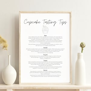 Cupcake Tasting Tips, Cheatsheet, Guide, Poster, Sign, Printable, Bachelorette, Home Cupcake Tasting, Bar Decor, Kitchen Wall Art