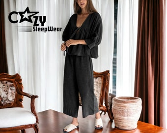 Plain Sleepwear Apparel | Women's Clothing Set | Oversized Loose Trouser | Comfortable Tops