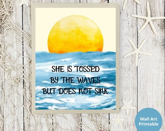 Inspirational Watercolor Art Print, Ocean Sea Art, Motivational Wall Art for Obstacles and Setbacks, Wall Art Print, Encouragement