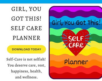 Girl You Got This Self-Care Planner, Journal, Mental Physical Emotional Health, Wellness, Stress & Anxiety Care, Chakra Healing, Self-Love