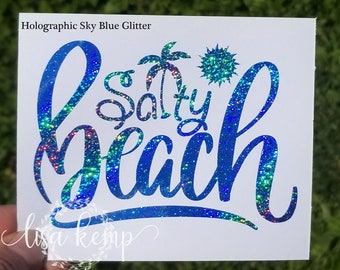 Salty Beach Palm Tree Vinyl Decal