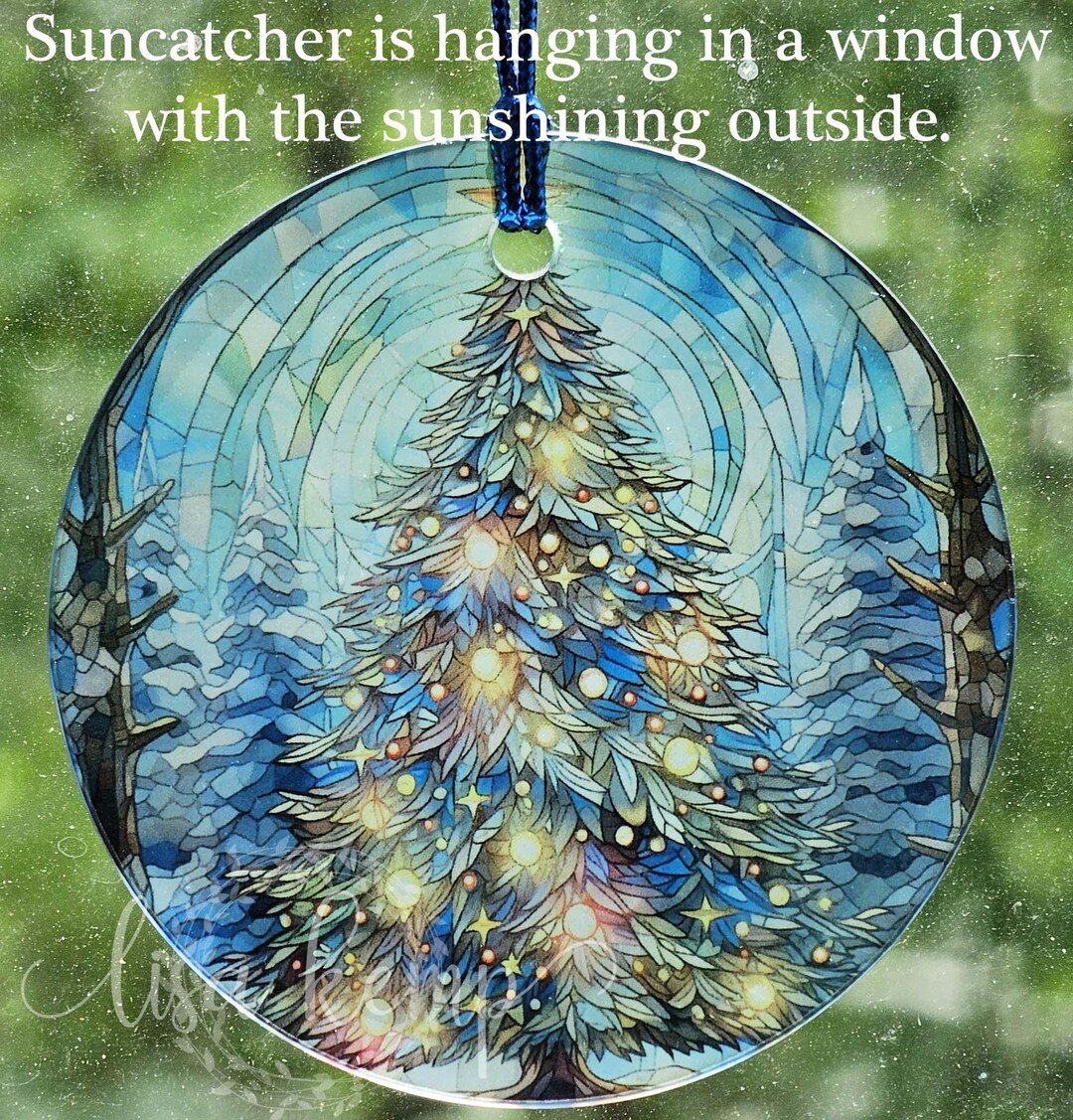 Glass Blue Snowman Christmas Tree Ornament, Faux Stained Glass Design ...