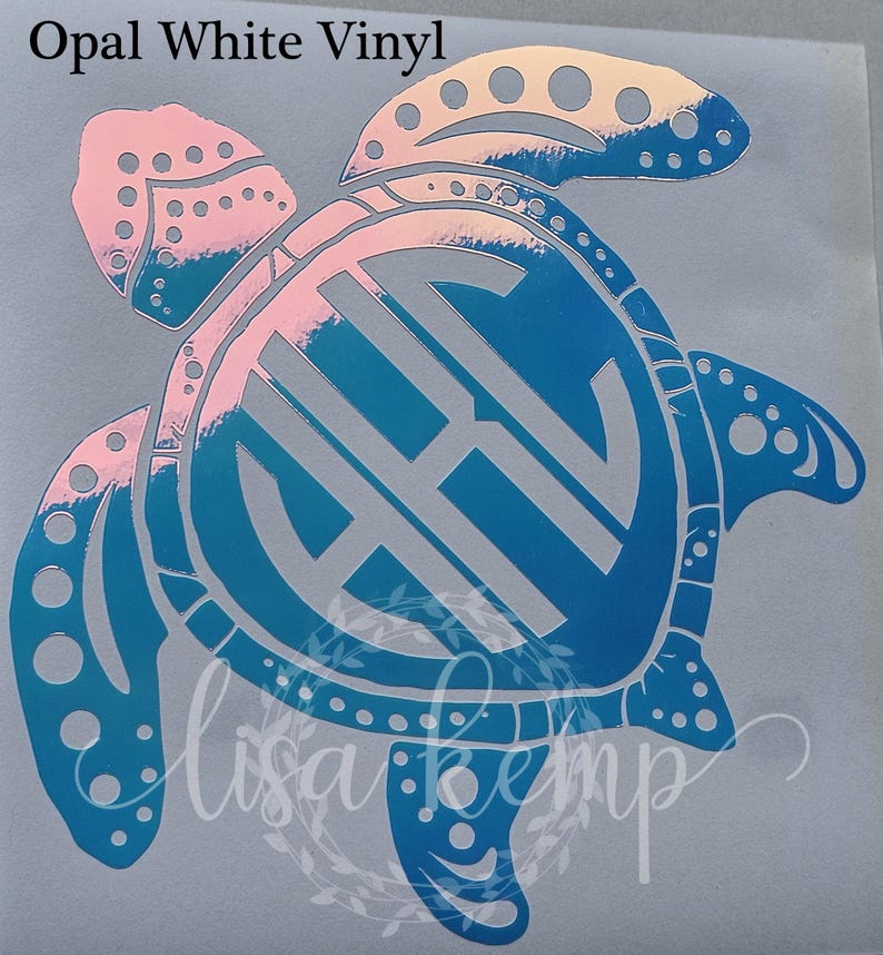 Turtle Initial Monogram Personalized Monogram Sea Turtle Vinyl Decal - Etsy