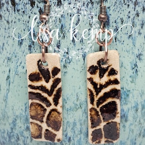 Handmade Ceramic Small Rectangle Dangle Earrings, Handmade Ceramic Dangle Earrings, Stoneware Earrings #6