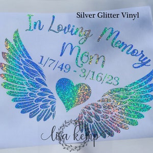 In Loving Memory Decal with Heart and Wings, Car Window Decal, Laptop Decal