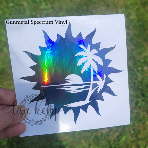 Sunset Beach Decal, Car Window Decal, Laptop Decal, Mailbox Decal, Camper Decal