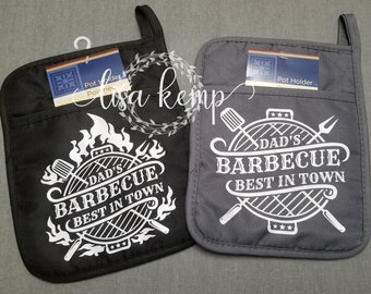 Dad's Barbacue Best in Town Potholder