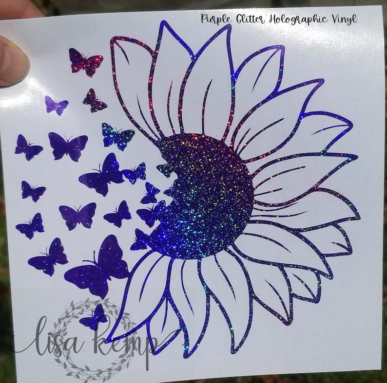 Sunflower With Butterflies Decal Butterfly Decal Sunflower Etsy