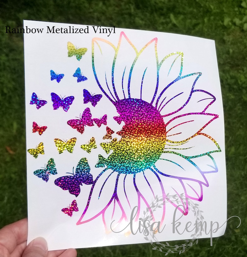 Sunflower With Butterflies Decal Butterfly Decal Sunflower Etsy
