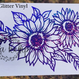 Double Sunflower Decal, Sunflower Car Decal, Sunflower with Leaves Decal, Car Window Decal, Laptop Decal, Tumbler Decal, Mailbox Decal