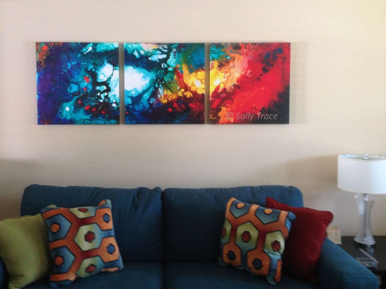 Large abstract art triptych wall art fine art giclée prints Etsy