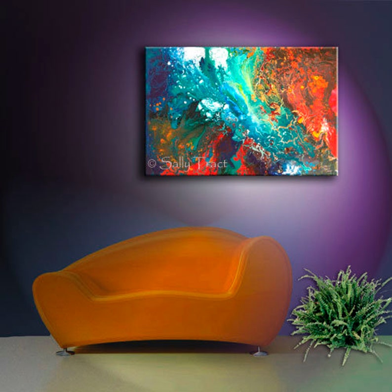 Embellished Abstract Giclée Print On Stretched Canvas Etsy
