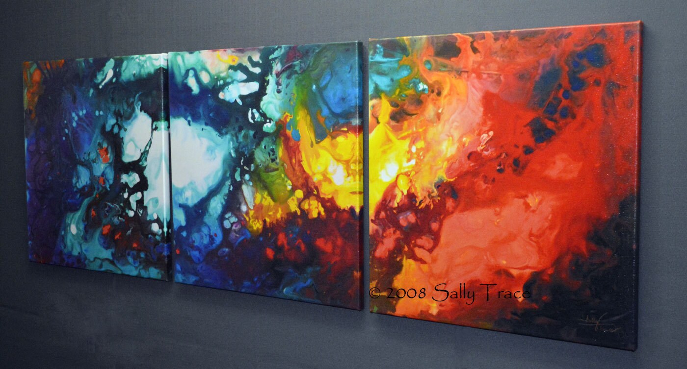 Large abstract art triptych wall art fine art giclée prints Etsy