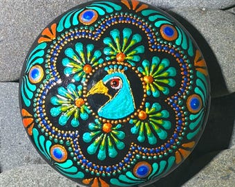 3” Peacock Mandala Stone