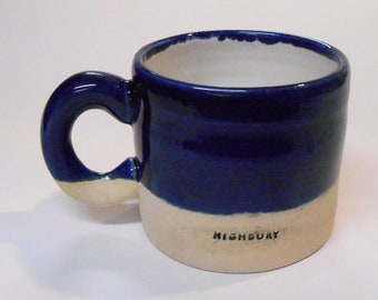 Mug Midnight Blue "Highbury" logo durable stoneware Ceramic Pottery.