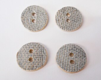 Button Ceramic Grass Green textured glazed, four holes.