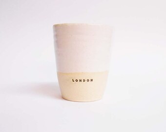 Tumbler Shiny Tin White London Logo Ceramic.