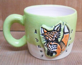 Mug Foxy design Ceramic Abney Park Animals Range durable Stoneware.