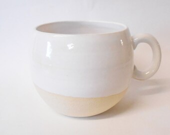 Mug huggable Larger Warming Durable Stoneware White.