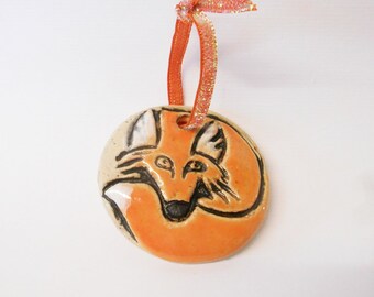 Ornaments Adorable Abney Park Curled up Fox Ceramic.