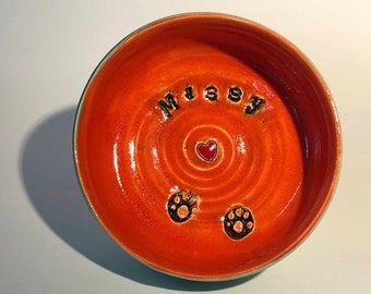 Customised Pet animal Bowls Made to order inscribed with your Pet's name.