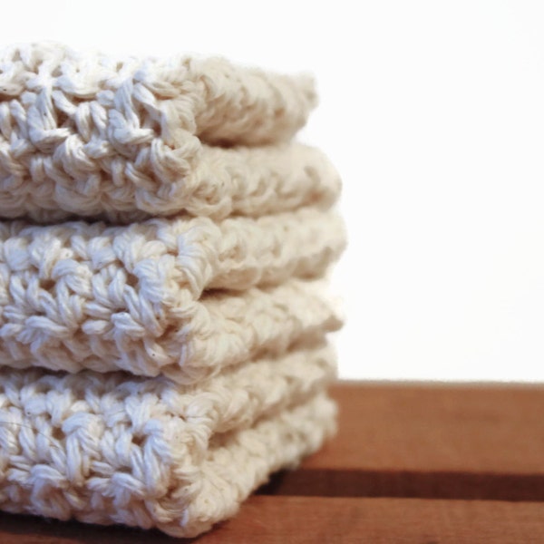 Natural Cotton Handmade Washcloths Crochet Dishcloths 100% Cotton Great House Warming Gift