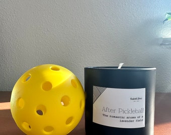 After Pickleball - Lavender Candle Gift - Pampering Spa Gift Set for Pickleballers Pickleball Lovers Men and Women Milk Soap, Bamboo Dish