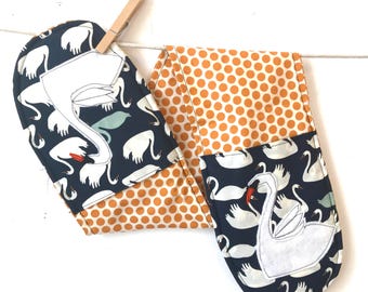 cooking gift bake gift gift for baker housewarming gift oven mitt oven glove for her,organic cotton Double Oven Mitts