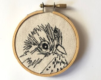 Lincoln Sparrow Freehand Machine Stitched Portrait, 3 inch,