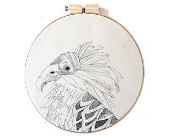 Turkey Vulture Freehand Machine Embroidered Portrait, 12 Inch