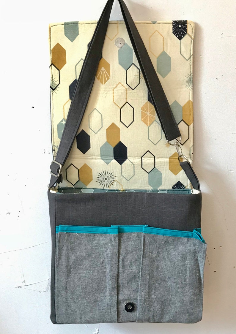 adjustable strap with free accessory Cerulean Warbler stitched drawn messenger bag freehand machine stitched bird