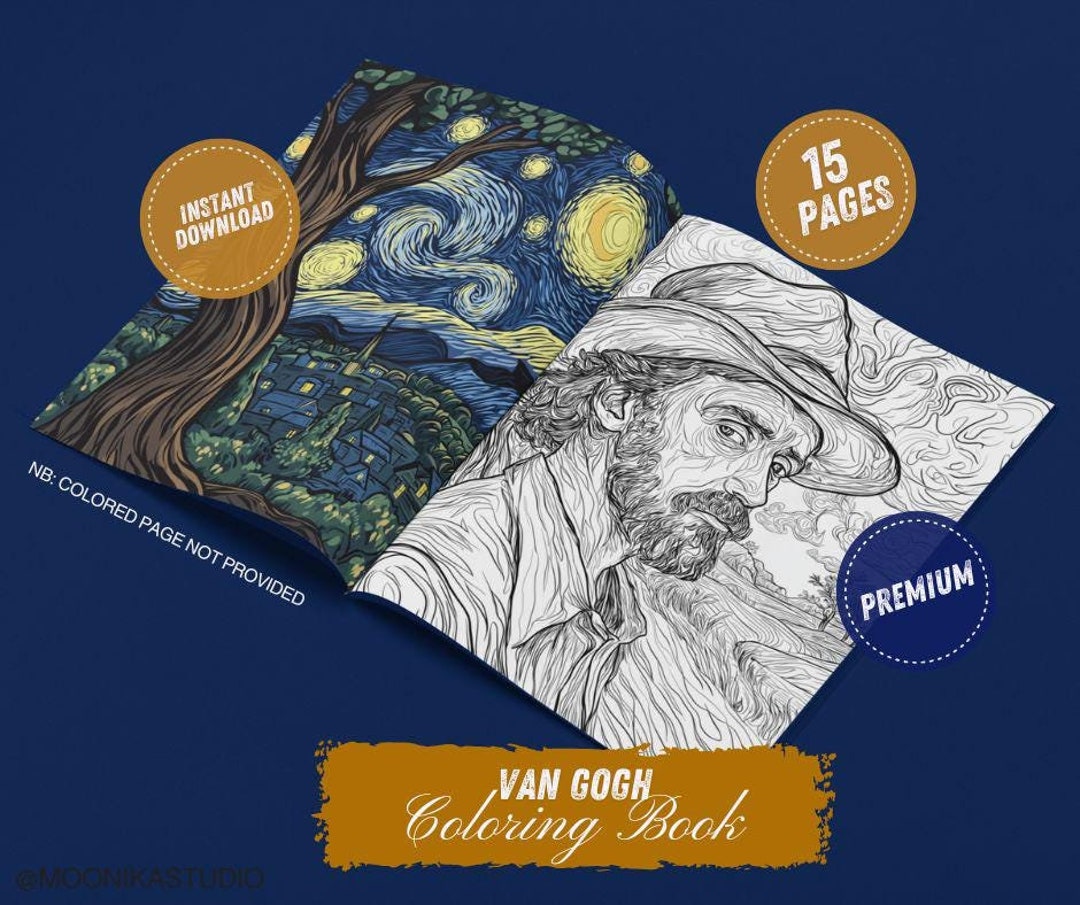 Van Gogh Coloring Book 15 Pages to Color Premium Printable Art Coloring ...