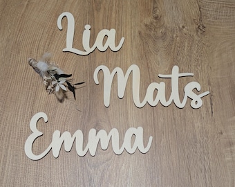 Namensschild Holz Schriftzug Personalisiert Wunschtext Familienname Wanddeko Türschild Kinderzimmer Baby Geburt Taufe Hochzeit Geschenk
