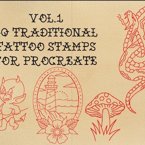 Vol.1 tradition tattoo stamp set for procreate