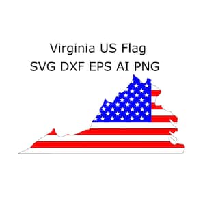 État de Virginie SVG Falag américain contour DXF EPS Ai Png Cricut Laser Virginie coupe fichiers carte Clip Art drapeau des États-Unis projet CNC Téléchargement instantané