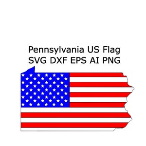 Estado da Pensilvânia SVG Contorno da bandeira americana DXF EPS Ai Png Cricut Arquivos cortados a laser Mapa Clip Art da bandeira dos EUA Projeto CnC Download instantâneo