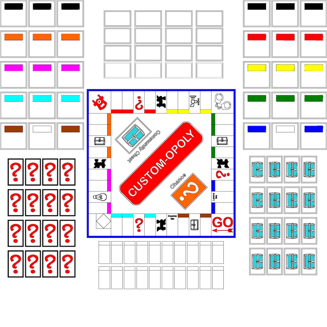Monopoly SVG DXF PDF Eps Ai Files Blank Template Board Game Cnc Laser ...