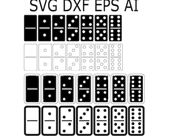 28 Domino Tile Set SVG DXF EPS png File Template Vector Graphic Laser cnc Cricut Stickers Tumbler for Crafts Instant Download Wall Art Gift