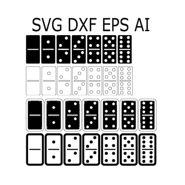 28 Domino Tile Set SVG DXF EPS png File Template Vector Graphic Laser cnc Cricut Stickers Tumbler for Crafts Instant Download Wall Art Gift