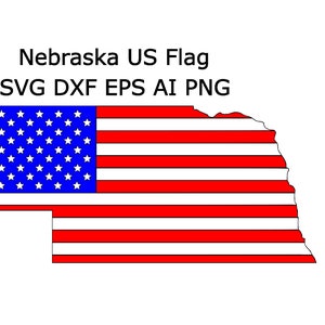 Nebraska State SVG American Flag Outline DXF EPS ai png Cricut cnc laser Nebraska Cut Files Map Clip Art